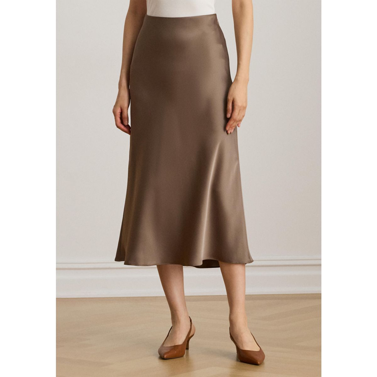 Women's Satin Charmeuse Midi Skirt - 1