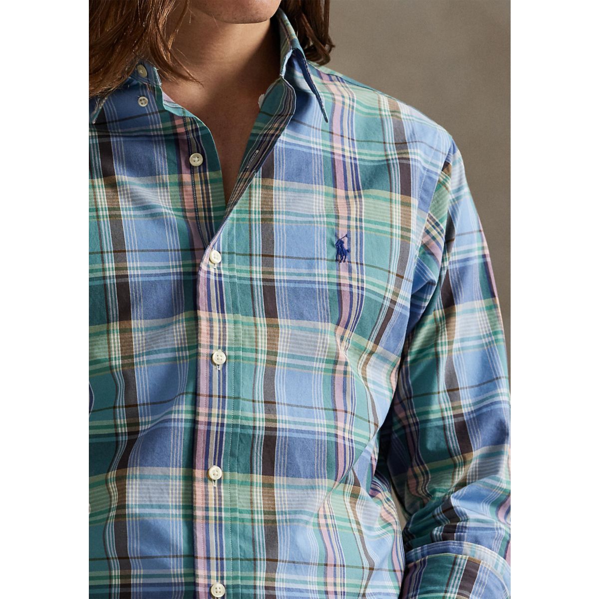 Classic Fit Plaid Poplin Shirt - 3