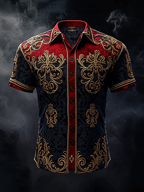 Camisa retro Gothic diseño de manga corta para hombre