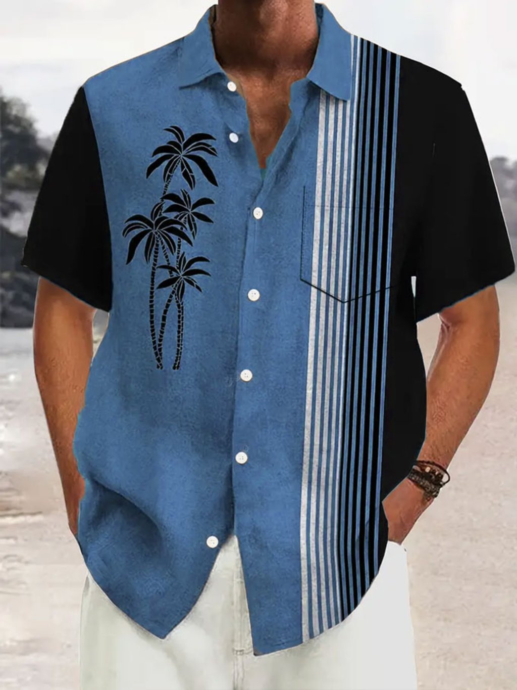 Resort Style rayas Princamiseta para hombre