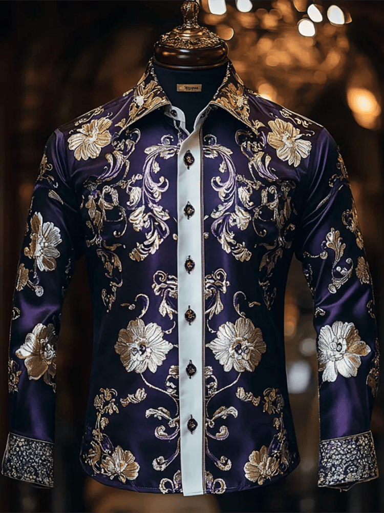 Camisa satén Luxe de manga larga con botones para hombre