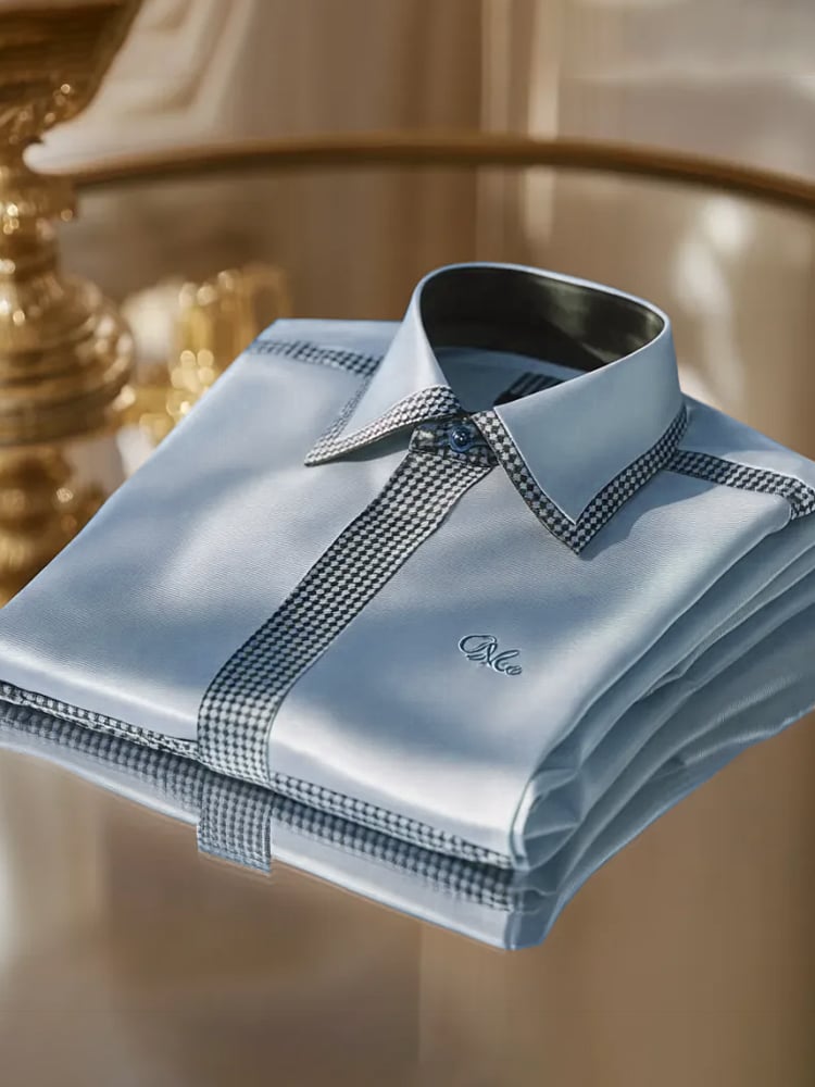 Camisa seda ejecutivo de lujo de manga larga para hombre