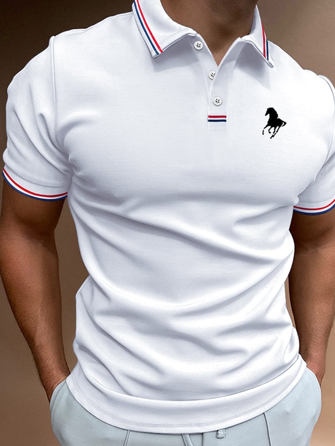 Camisa polo Horse estampado casual para hombre
