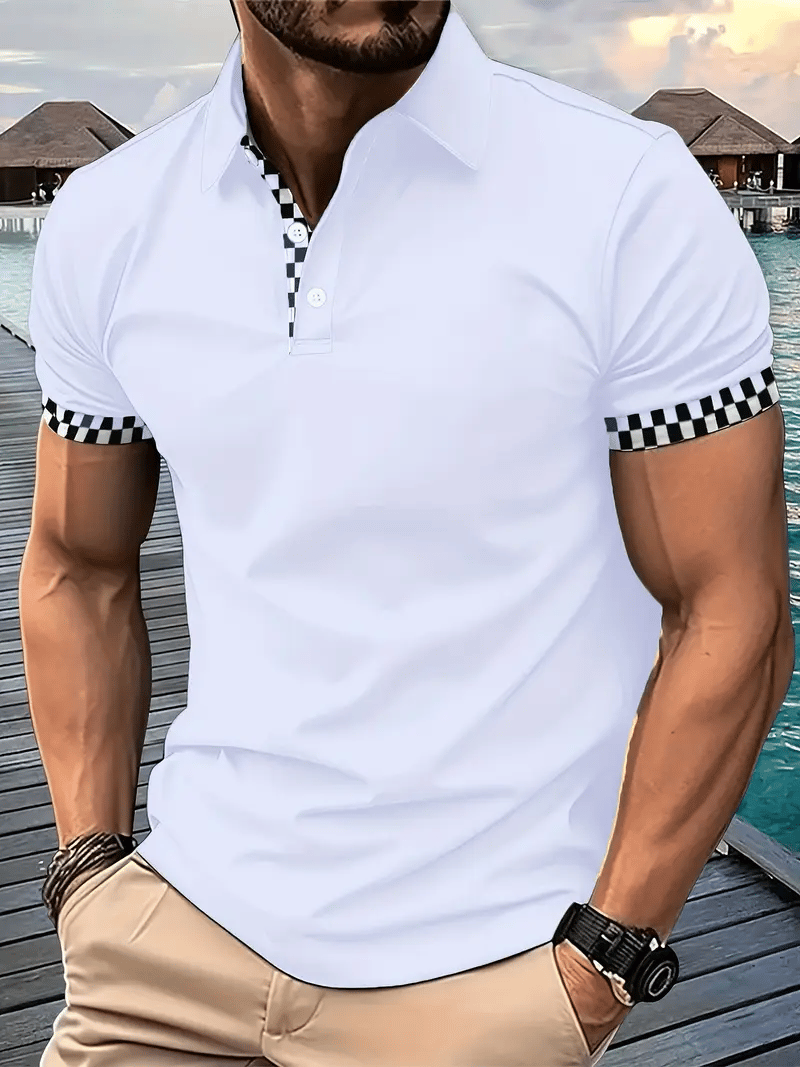 Camisa polo clásico ejecutivo Logo Button de manga corta para hombre