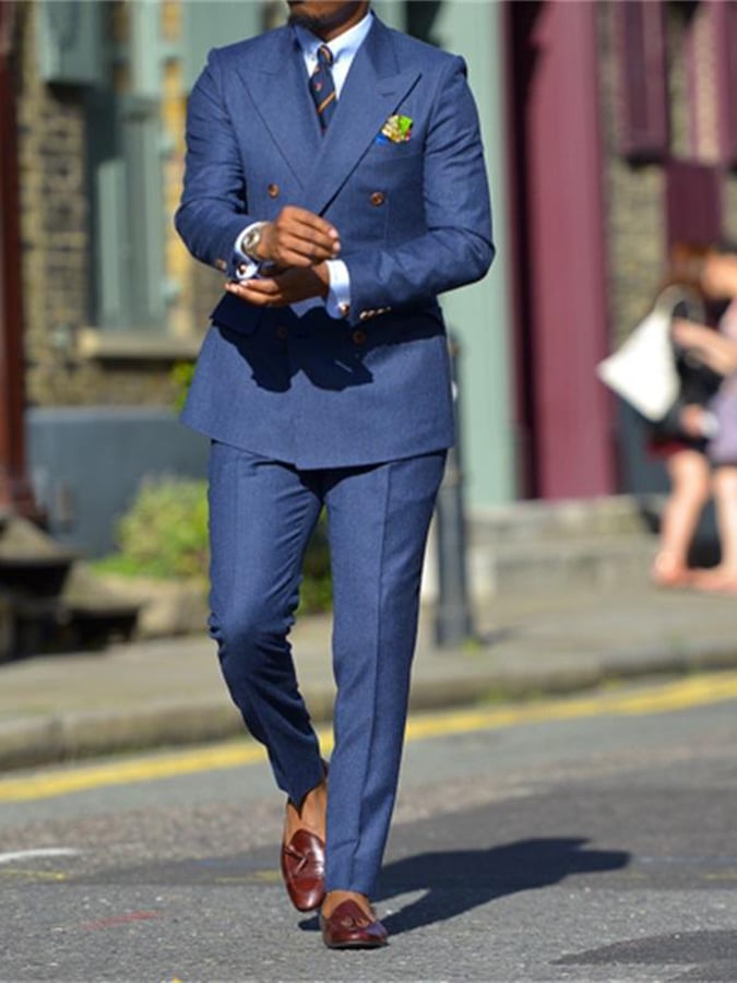 Ejecutivo Double Breasted Side Suit Two-Piece Suit para hombre