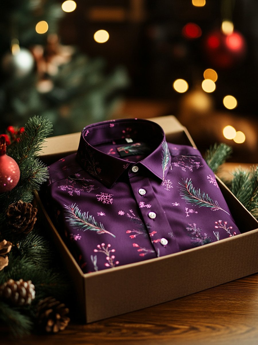 Camisa ejecutivo Christmas de manga larga para hombre