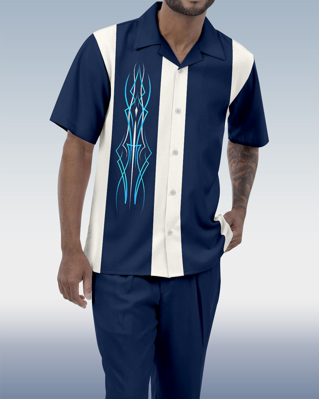 Rianmond Vacation casual de manga corta Walking Set para hombre
