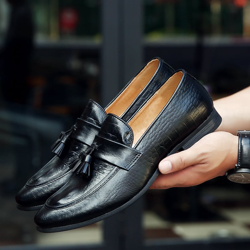 Zapatos ejecutivo casual Simple de moda Tassel cuero para hombre