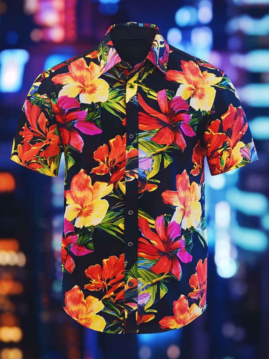 Camisa Resort casual floral Art de manga corta para hombre