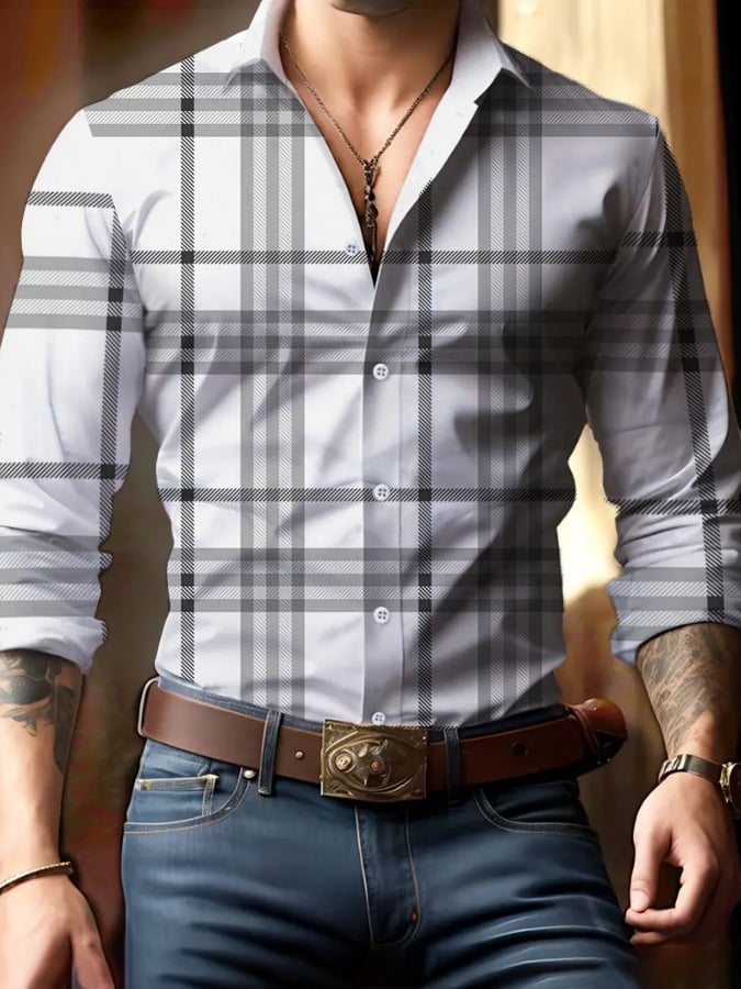 Casual ejecutivo Checkered Princamiseta para hombre