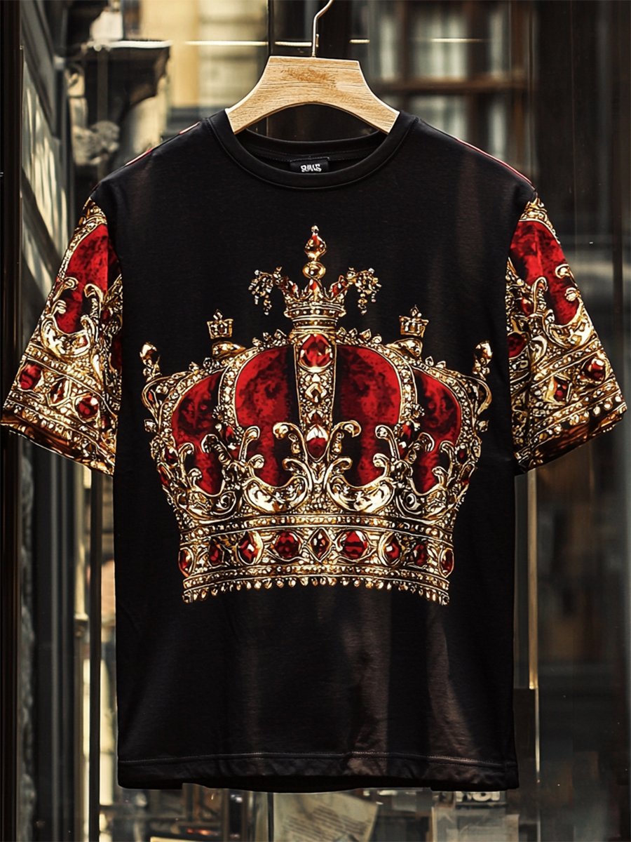 Camiseta ejecutivo de lujo estampado de algodón de manga corta para hombre