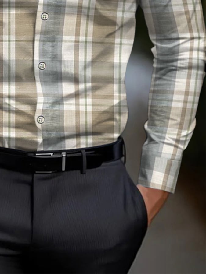 Camisa Check diseño estampado ejecutivo para hombre