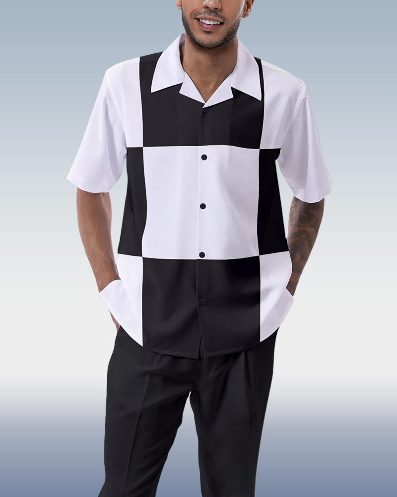 Black Block Walking Suit 2-Piece de manga corta Suit