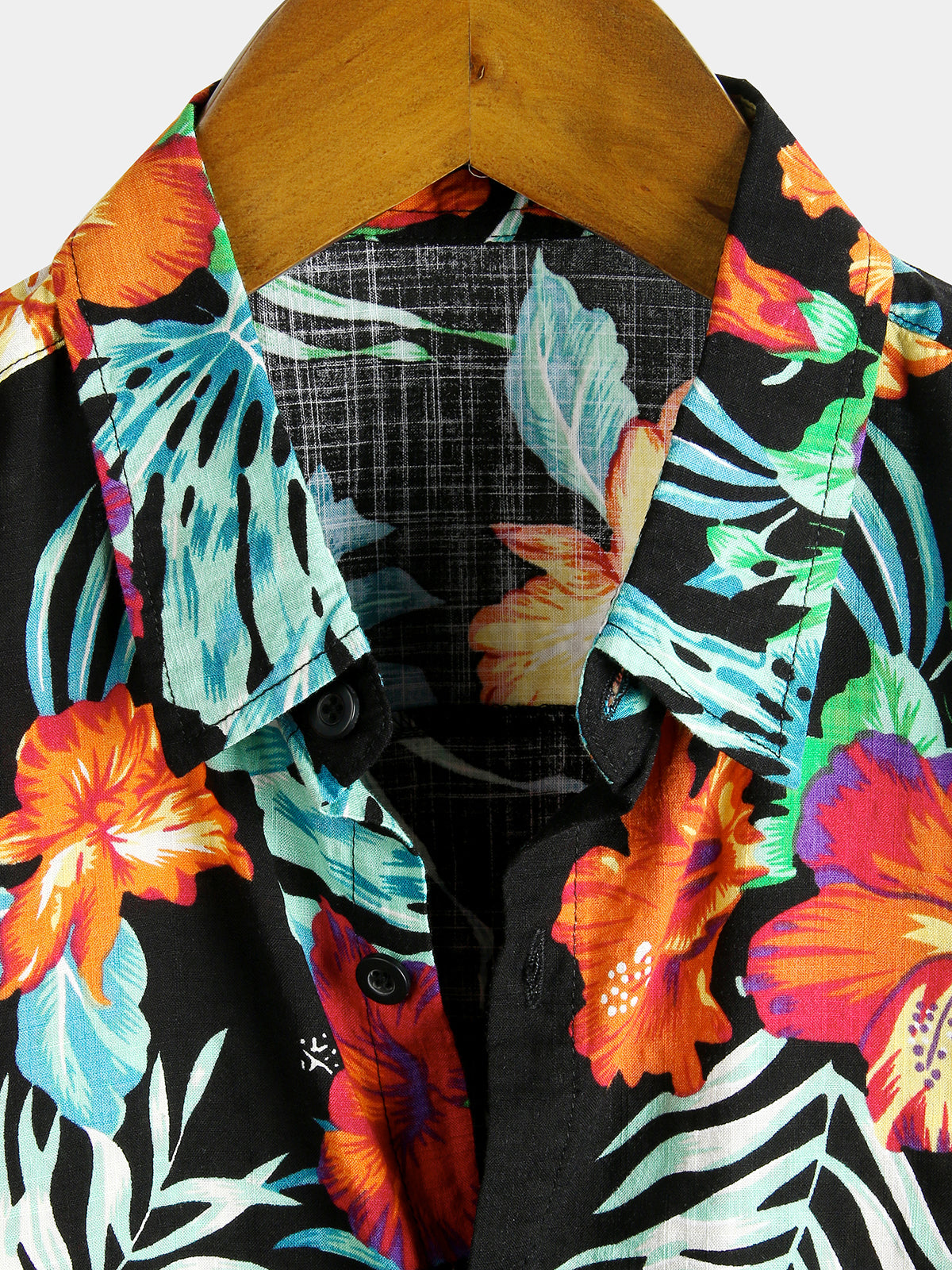Camisa Flower Tropical Hawaii de algodón de manga corta para hombre