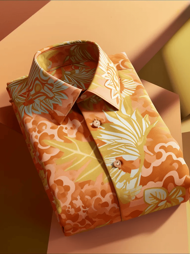 Camisa de lujo vintage de manga larga para hombre