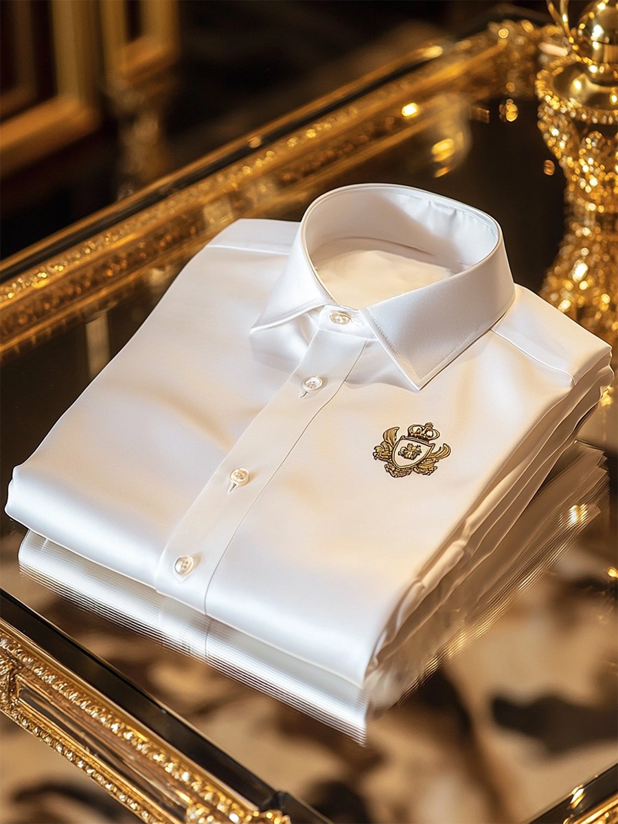 Camisa satén de lujo ejecutivo de manga corta Button para hombre