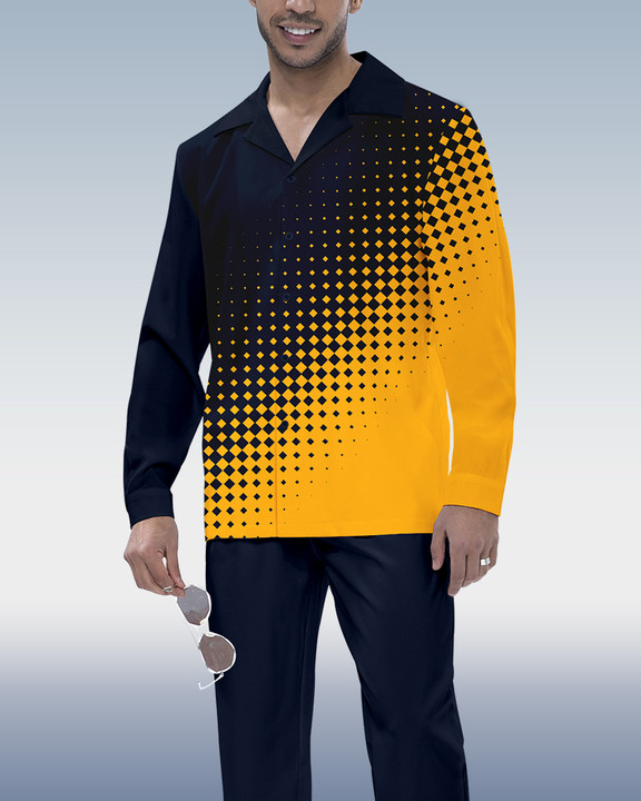 Camisa Suitmens Colorblock estampado de manga larga Walking Set 204 para hombre