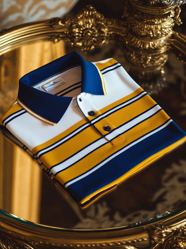 Camisa polo retro ejecutivo rayas estampado de manga larga para hombre