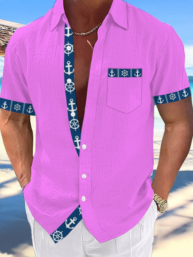 Camisa Hawaiian Anchor estampado Resort casual (Includes Pockets) para hombre