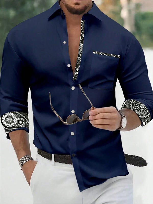 Camisa ejecutivo casual a rayas de manga larga para hombre