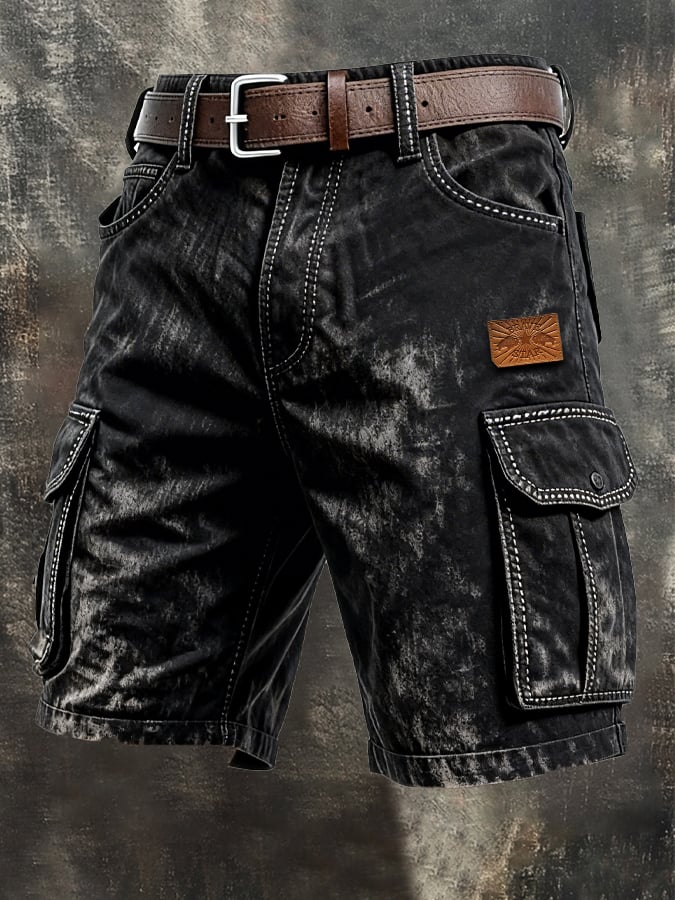 Shorts retro para exterior Functional Washed desgastado mezclilla para hombre