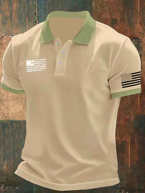 Camisa polo ejecutivo casual a rayas Button de manga corta para hombre