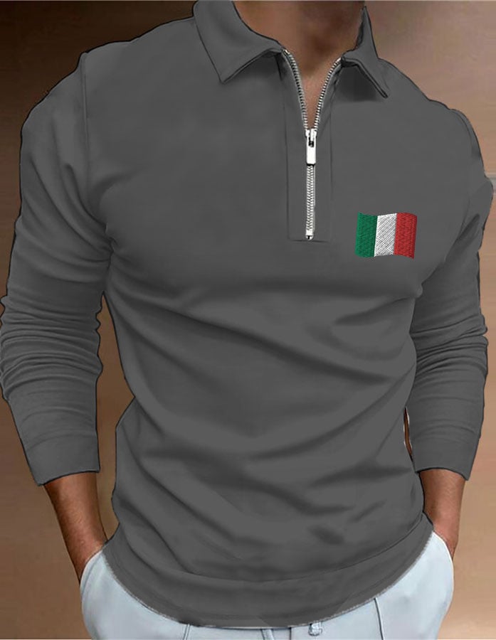 Camisa polo "Italy" estampado con cierre para hombre