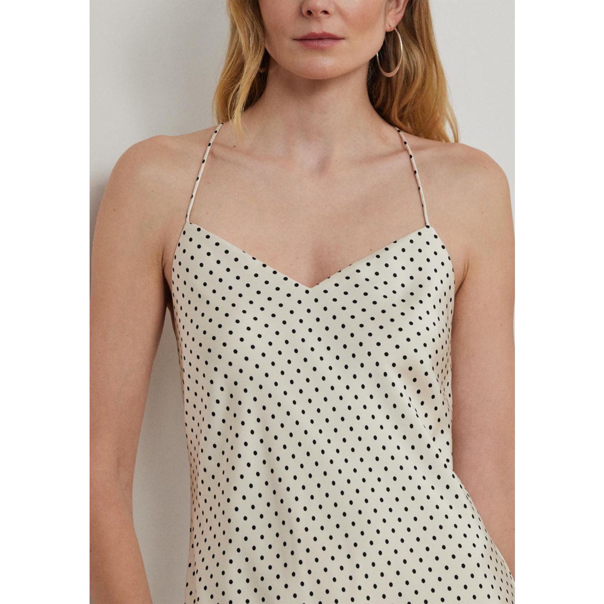 Polka Dot Satin Charmeuse Slip Dress - 3