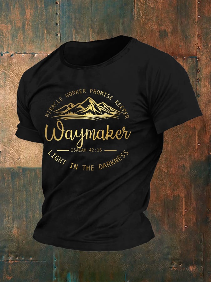 Camiseta Waymaker Mountain Isaiah 42:16 Christian Faith estampado para hombre