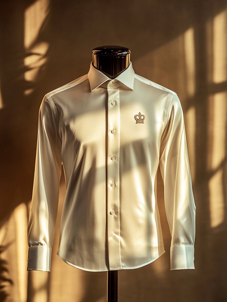 Camisa satén Wing de lujo ejecutivo de manga larga para hombre