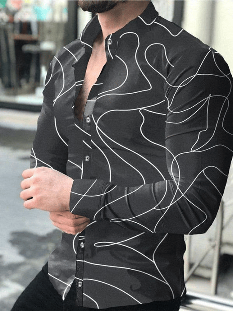 Camisa ejecutivo casual a rayas de manga larga para hombre