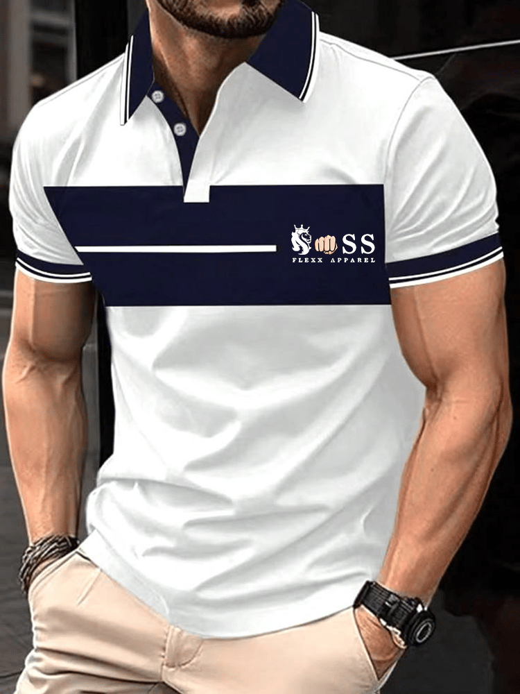 Camisa polo ejecutivo Logo con botones de manga corta para hombre
