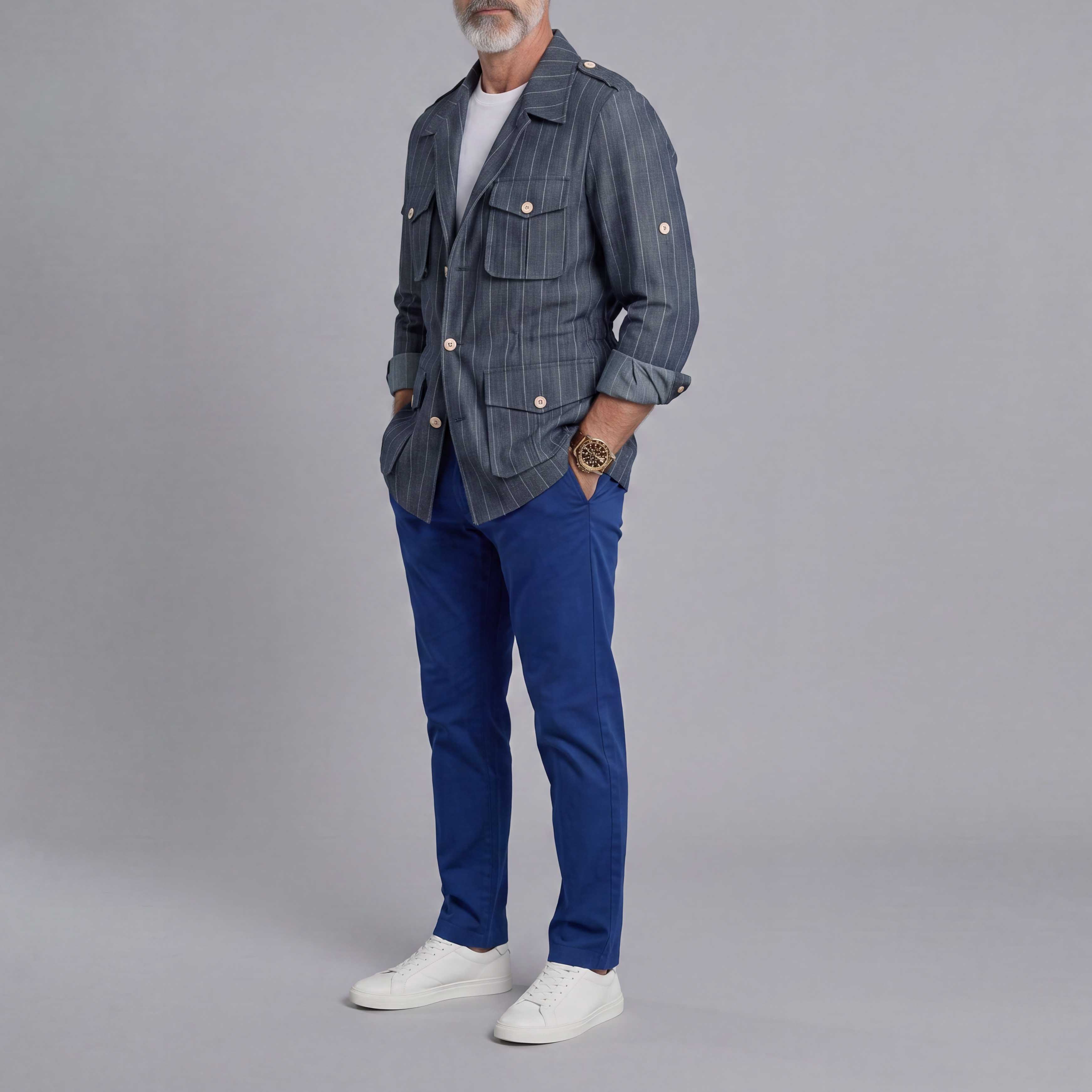 Chaqueta a rayas casual para hombre