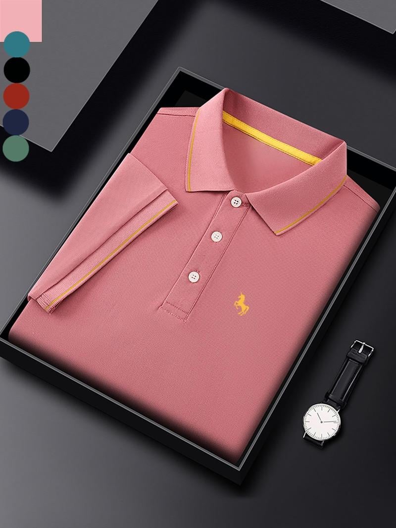 Camisa polo ejecutivo casual Logo Button de manga corta para hombre