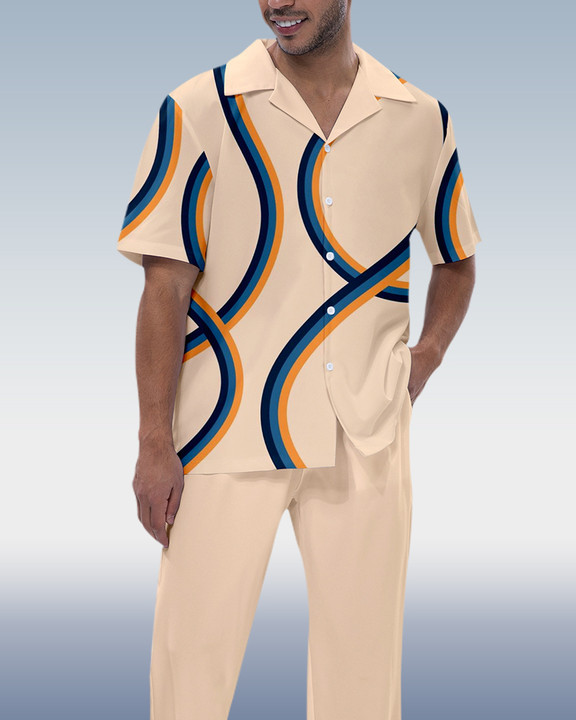 Camisa Rianmond de moda estampado de manga corta Walking Set 3 Colors 287 para hombre