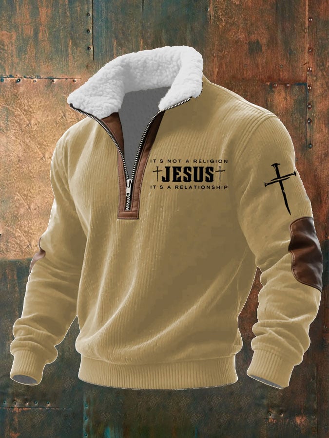 Sudadera Faith “IT'S NOT A RELIGION IT'S A RELATIONSHIP”texturizado para hombre