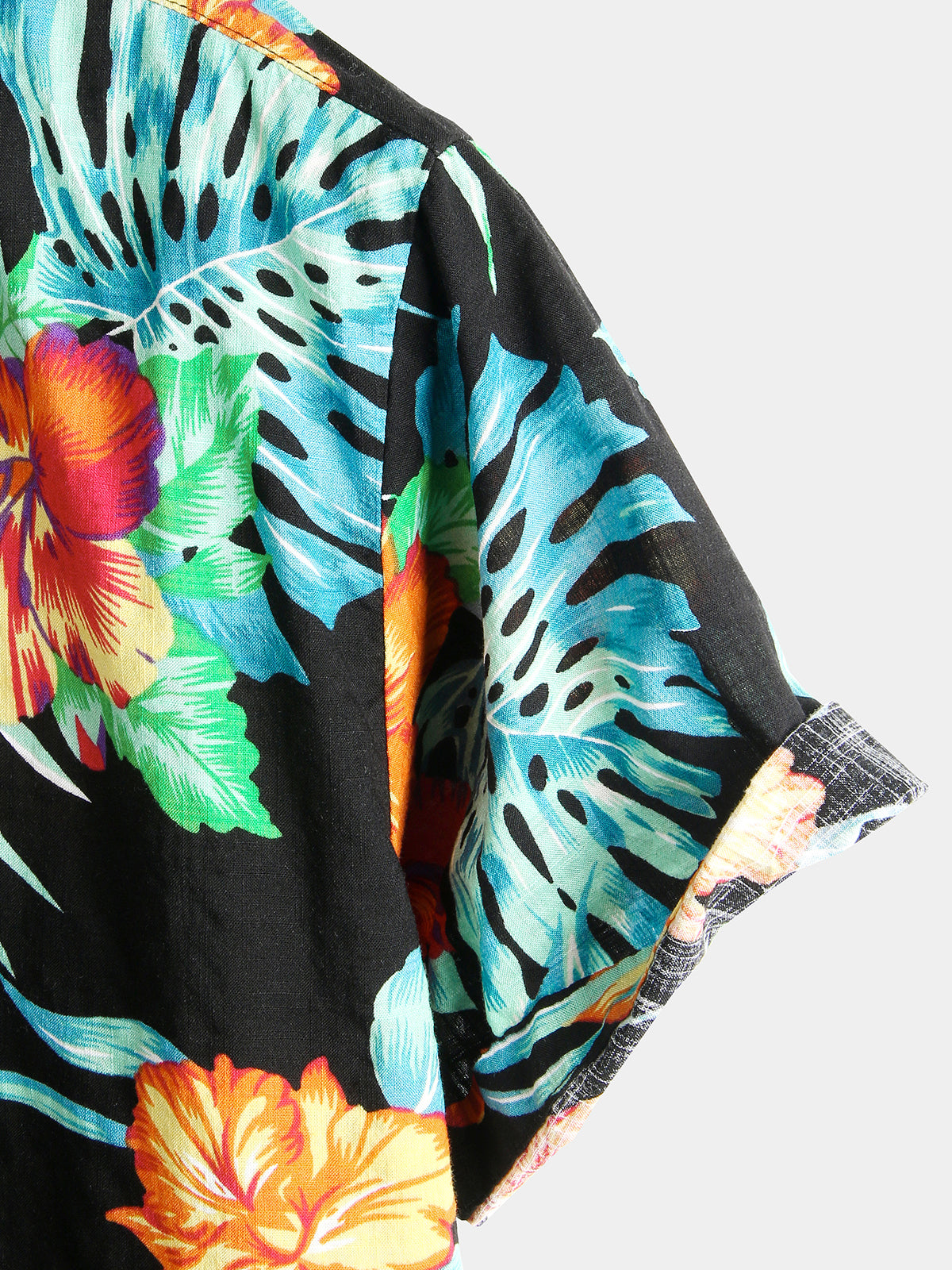Camisa Flower Tropical Hawaii de algodón de manga corta para hombre
