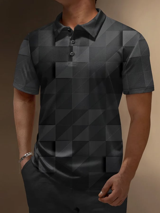 Camisa polo vintage estampado casual para hombre