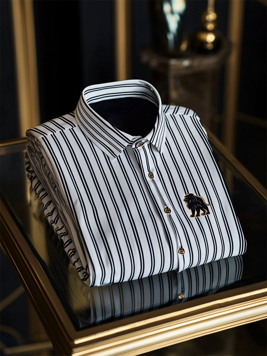 Camisa satén Luxe de manga larga con botones para hombre