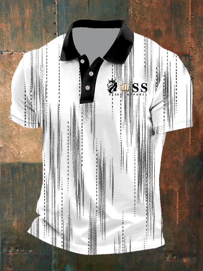para hombre casual retro Geometric ejecutivo Polo