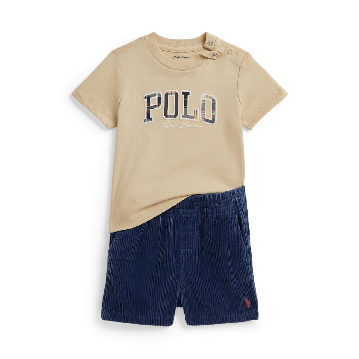 Baby Boys Madras-Logo Cotton Shirt & Corduroy Short - 1