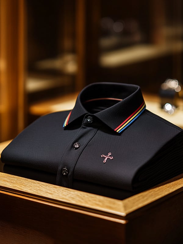 Camisa polo ejecutivo casual Cross estampado Button para hombre