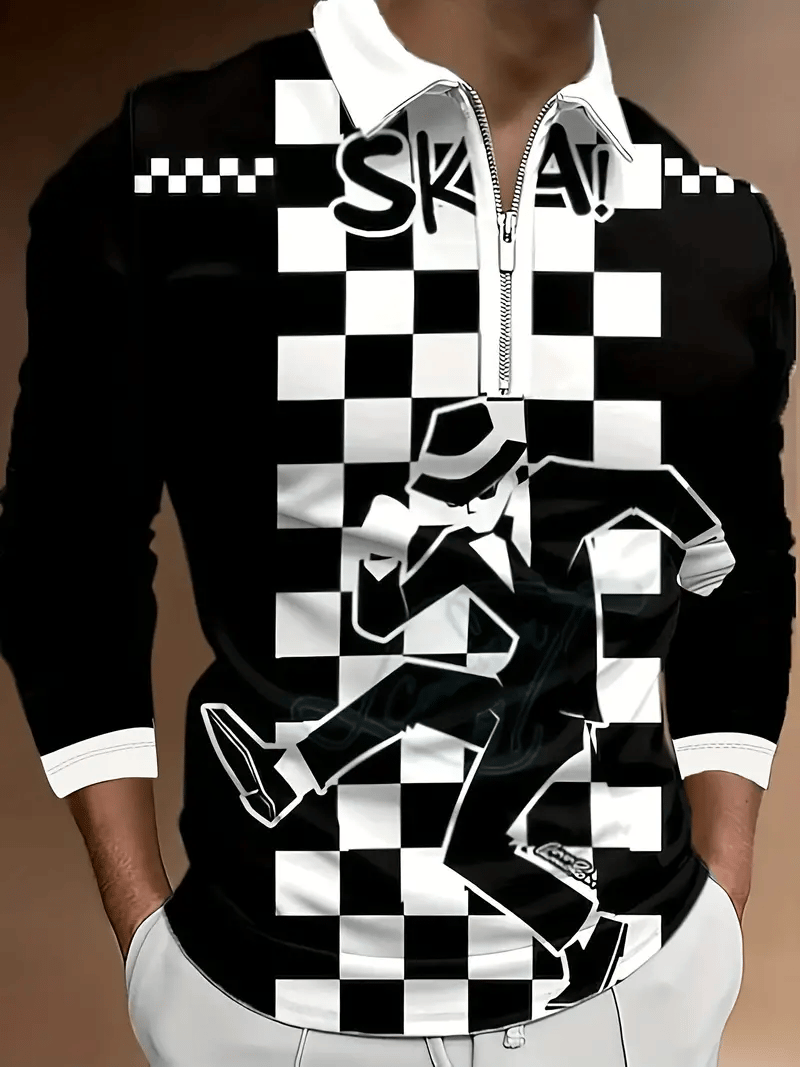 Camisa polo Trendy ejecutivo a rayas cierre para hombre