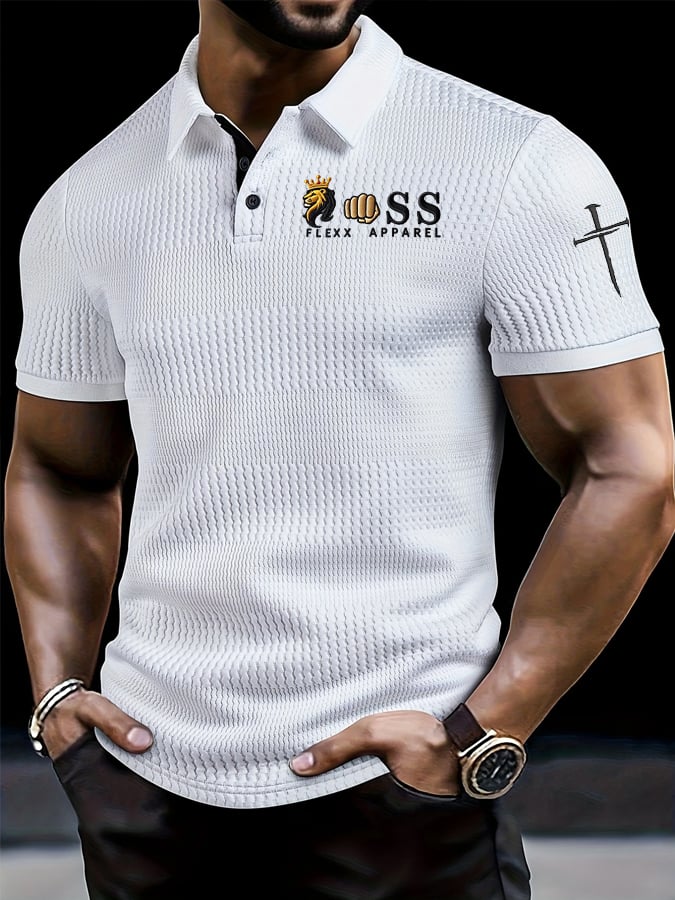 para hombre Jacquard Fabric casual camisa polo