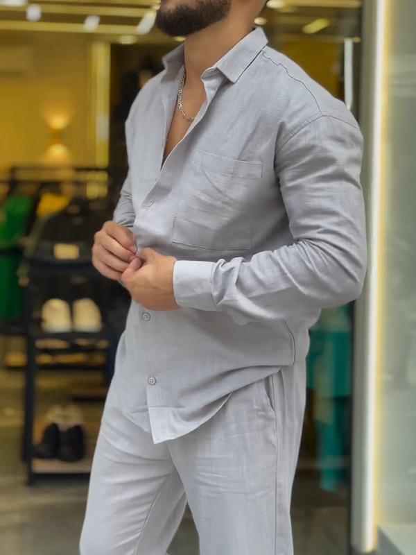 Camisa de algodón and pantalón Two-pieces Set para hombre
