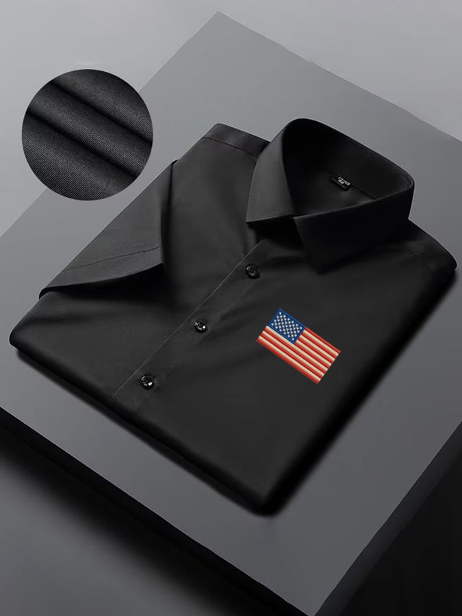 Camisa Independence Day American Flag casual de manga corta para hombre