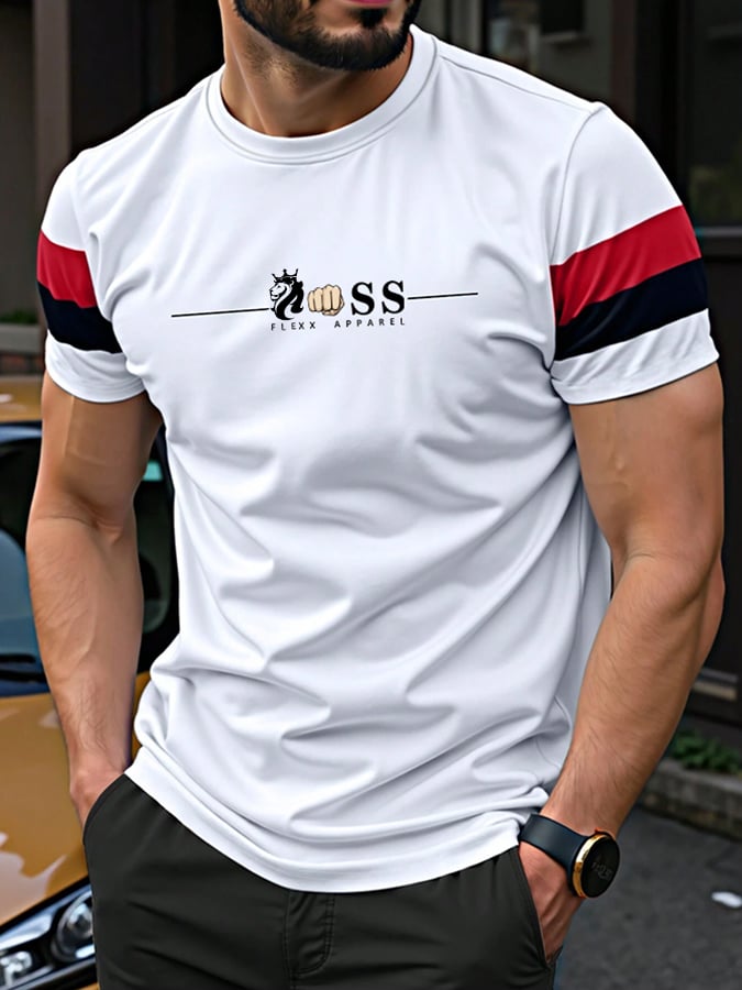 para hombre retro Letter Print casual camiseta