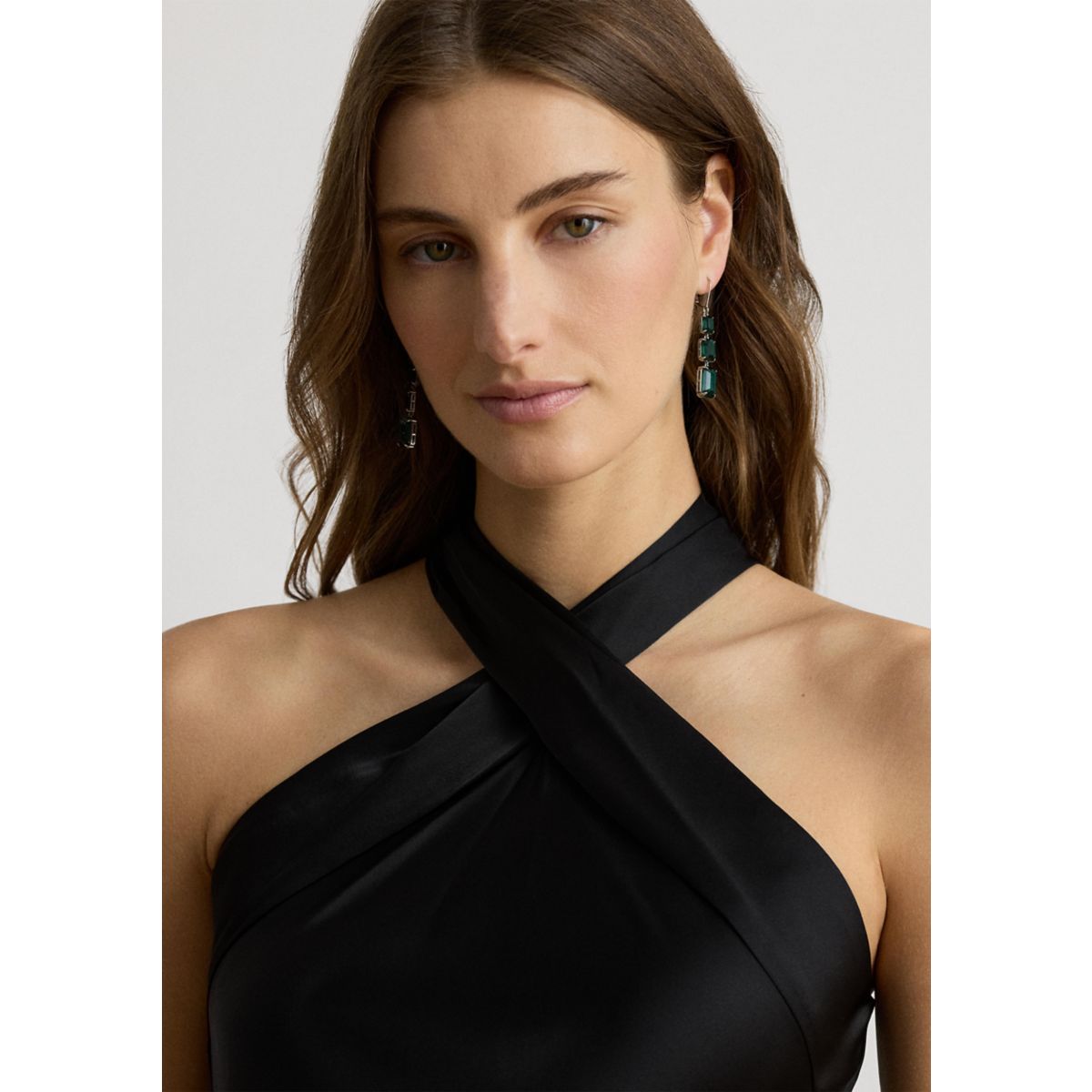 Tie-Back Charmeuse Halter Cocktail Dress - 3