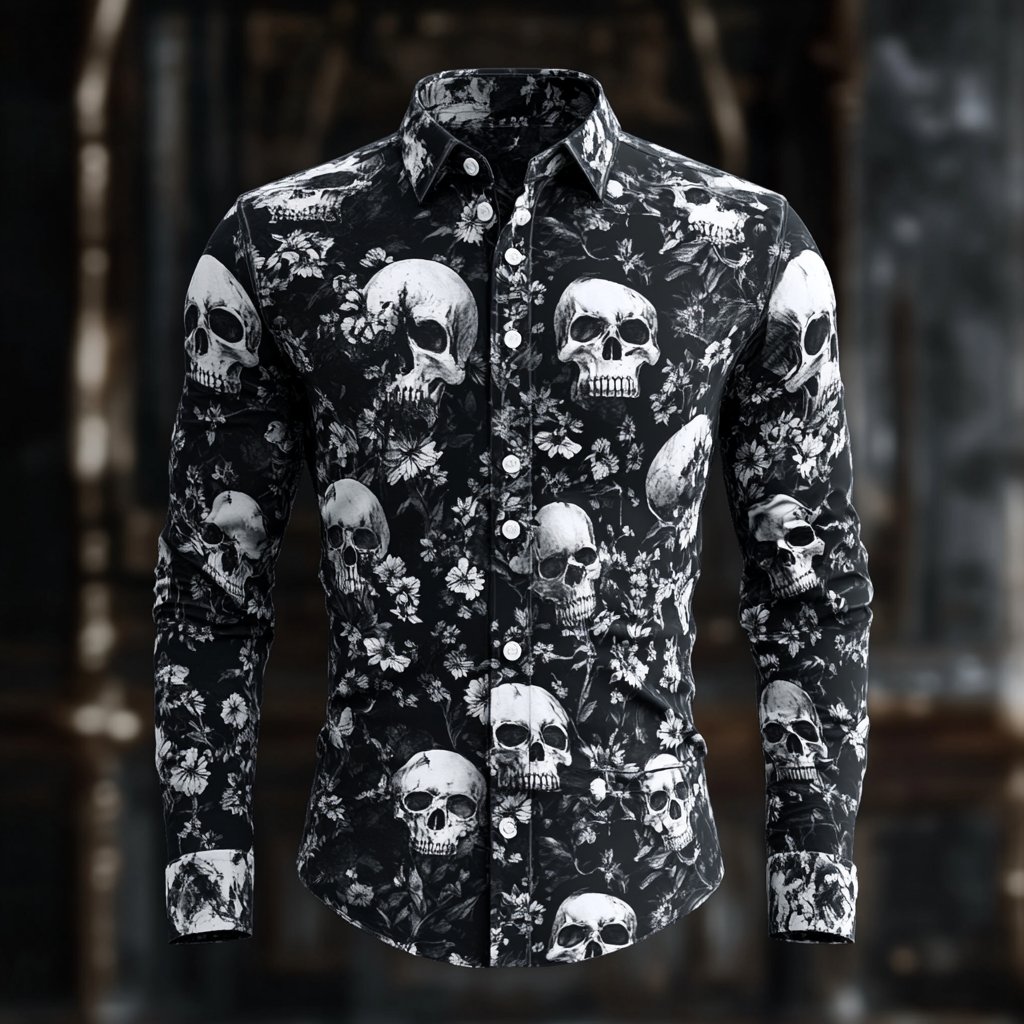 Camisa vintage Art Skull para hombre