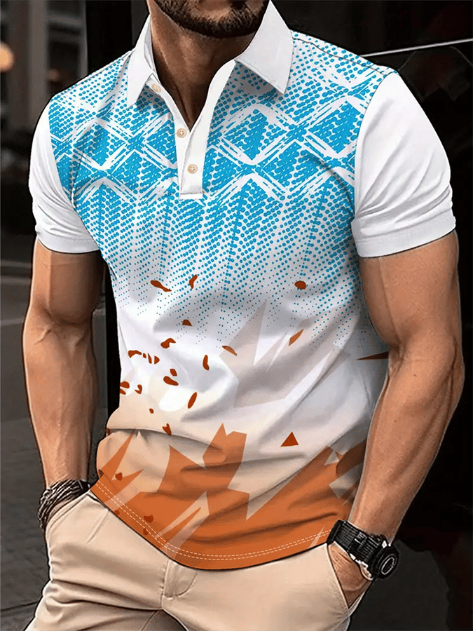 Camisa polo Golf casual estampado casual para hombre
